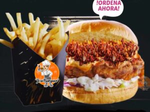 Hamburguesa de pechuga de pollo con carne al pastor en iguala gro